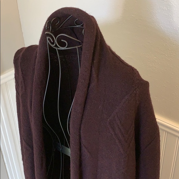 💚 Hannah Long Burgundy Textured Cardigan Women L - Picture 1 of 7